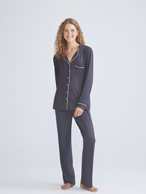 LCW DREAM Gömlek Yaka Hamile Pijama Takımı - S5S604Z8-LY9