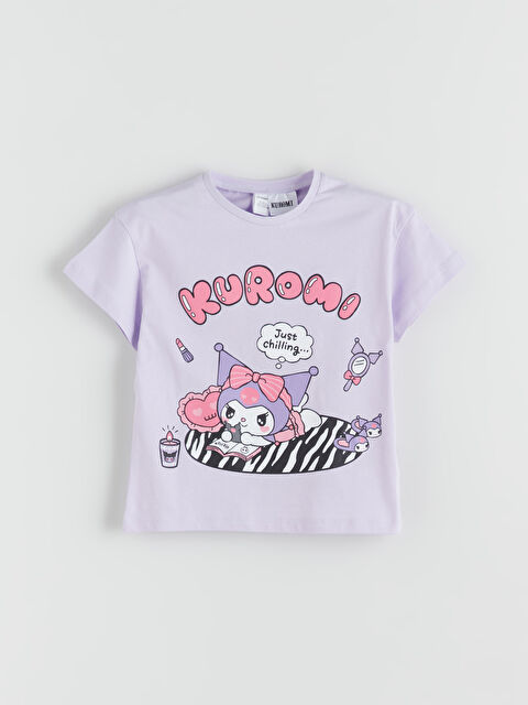 LCW Kids Bisiklet Yaka Kuromi Baskılı Kız Çocuk Tişört - S5S669Z1-G0W