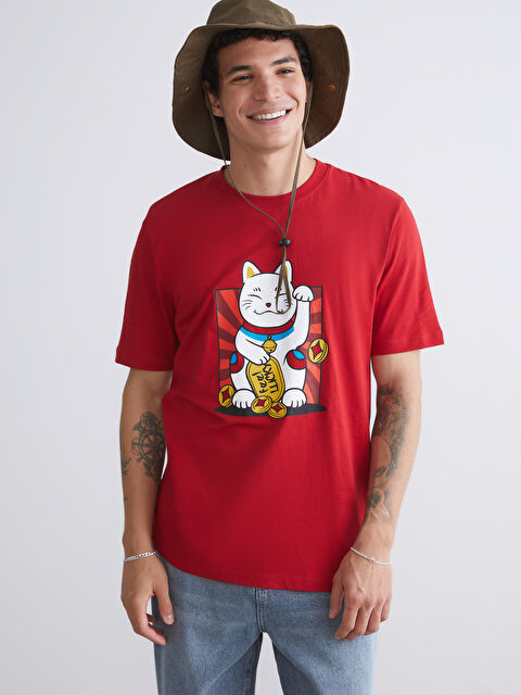 XSIDE Bisiklet Yaka Baskılı Penye Erkek Tişört - S5S751Z8-R3M