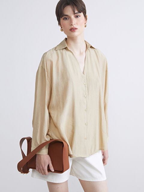 Soulife Dokulu Poplin Kadın Gömlek - S5S764Z8-EW6