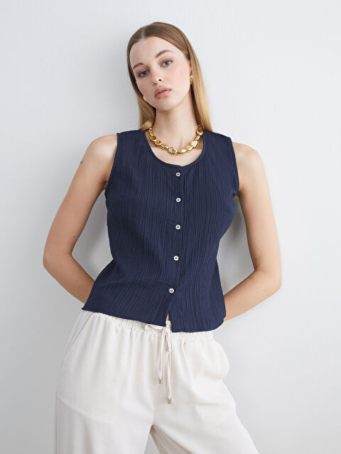 LCW Vision Bisiklet Yaka Dokulu Müslin Bluz - S5S822Z8-CSH