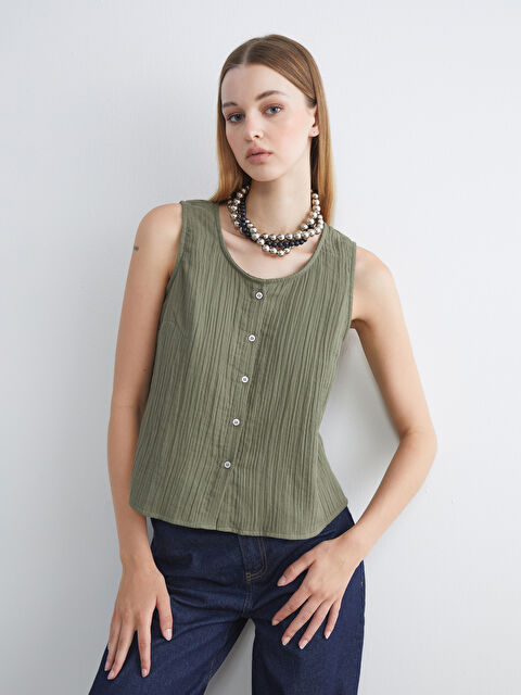 LCW Vision Bisiklet Yaka Dokulu Müslin Bluz - S5S822Z8-CTA