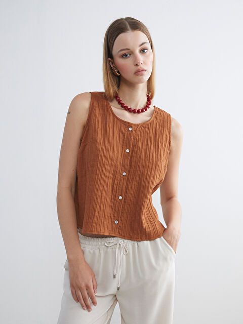 LCW Vision Bisiklet Yaka Dokulu Müslin Bluz - S5S822Z8-D2N