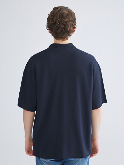 XSIDE Lacivert Polo Yaka Baskılı Pike Erkek Tişört - S5S847Z8-RFD