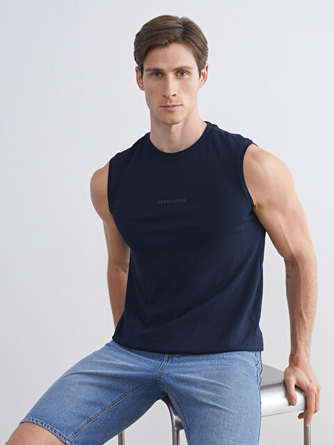 LCWAIKIKI Classic Bisiklet Yaka Baskılı Erkek Kolsuz Tişört - S5S891Z8-DWP