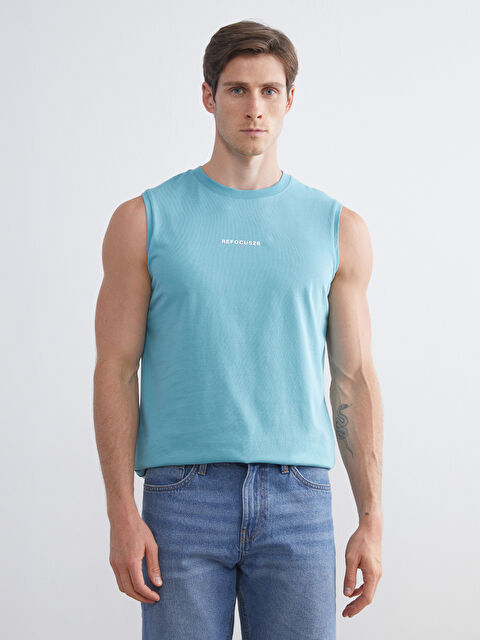 LCWAIKIKI Classic Bisiklet Yaka Baskılı Erkek Kolsuz Tişört - S5S891Z8-P5P