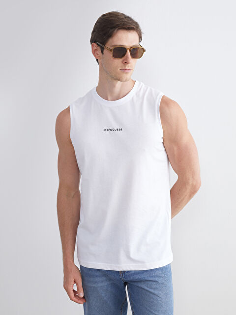 LCWAIKIKI Classic Bisiklet Yaka Baskılı Erkek Kolsuz Tişört - S5S891Z8-Q6K