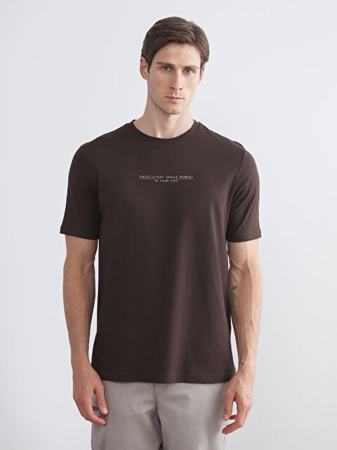 LCWAIKIKI Classic Bisiklet Yaka Baskılı Penye Erkek Tişört - S5S892Z8-YKY