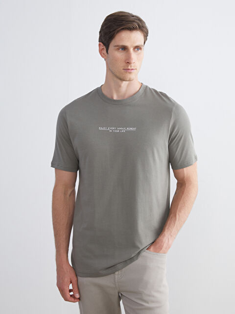 LCWAIKIKI Classic Bisiklet Yaka Baskılı Penye Erkek Tişört - S5S892Z8-Z5M