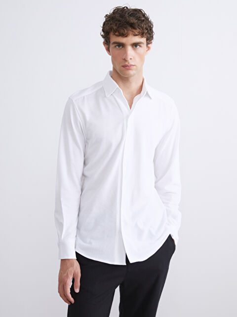 SOUTHBLUE Slim Fit Uzun Kollu Keten Görünümlü Erkek Gömlek - S5S931Z8-R9J