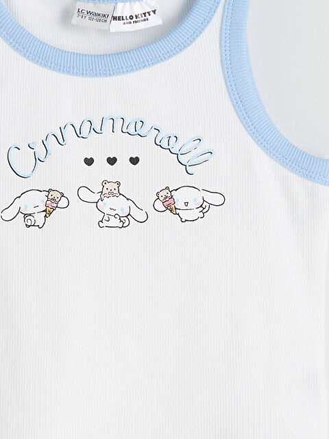 LCW Kids Ekru Bisiklet Yaka Cinnamoroll Baskılı Kız Çocuk Crop
