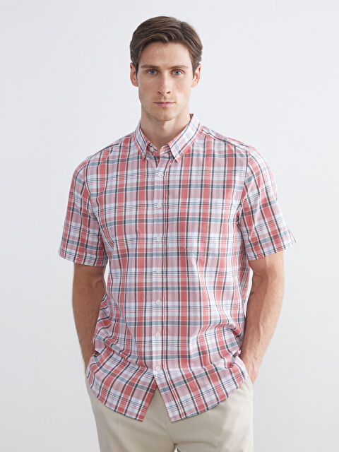 LCWAIKIKI Classic Regular Fit Kısa Kollu Ekose Erkek Gömlek - S5S951Z8-LLV