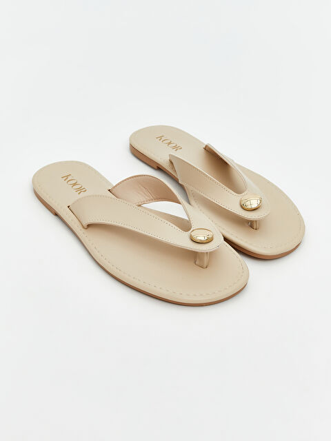 KOOR Deri Görünümlü Kadın Parmak Arası Terlik - S5S956Z8-EYM