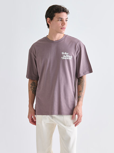 XSIDE Bisiklet Yaka Baskılı Penye Erkek Tişört - S5SA56Z8-ZA3