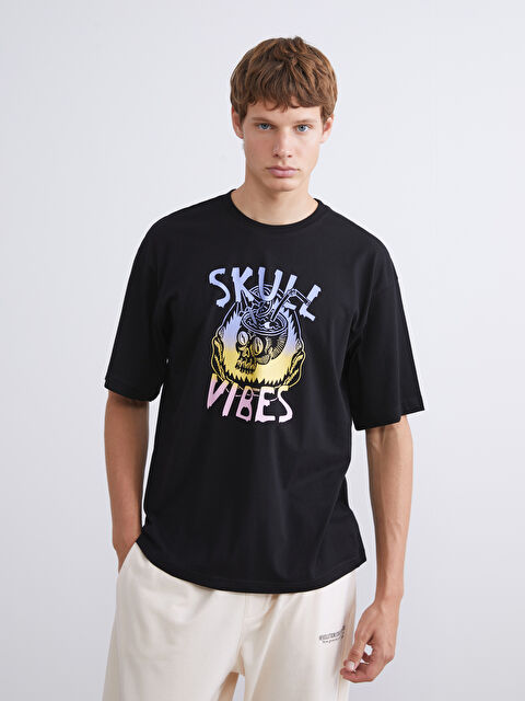 XSIDE Bisiklet Yaka Baskılı Penye Erkek Tişört - S5SA60Z8-CVL