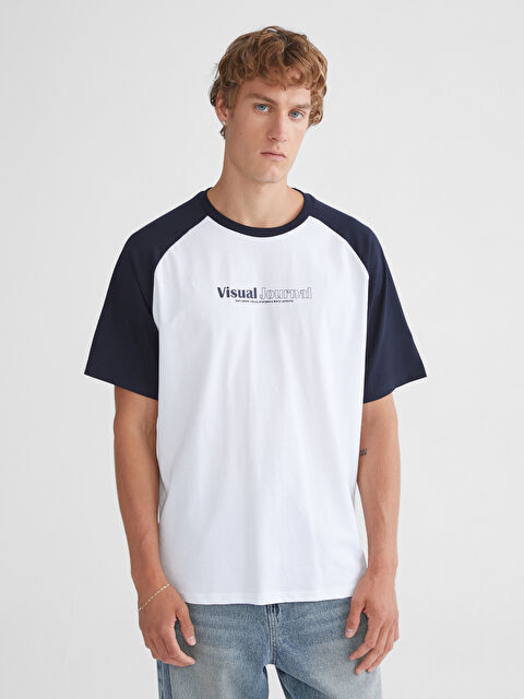 XSIDE Bisiklet Yaka Renk Bloklu Penye Erkek Tişört - S5SB30Z8-J2X