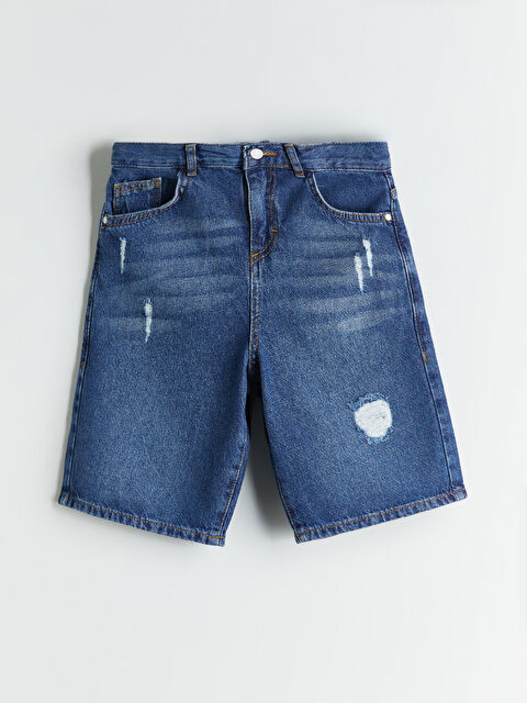 LCW Kids Yırtık Detaylı Erkek Çocuk Jean Şort - S5SB40Z4-507