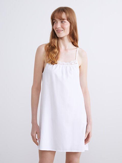 LCW DREAM Kare Yaka Dantel Detaylı Kadın Gecelik - S5SB74Z8-FES