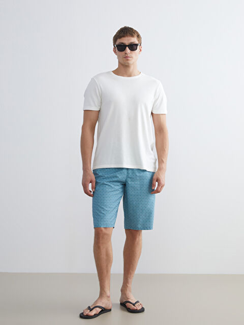 LCW SWIMWEAR Diz Altı Boy Desenli Erkek Deniz Şortu - S5SB80Z8-LU0