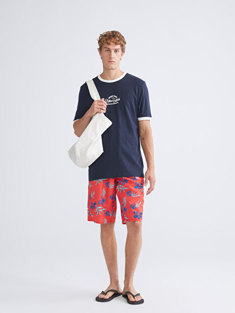 LCW SWIMWEAR Diz Hizası Boy Desenli Erkek Deniz Şortu - S5SB84Z8-LR6