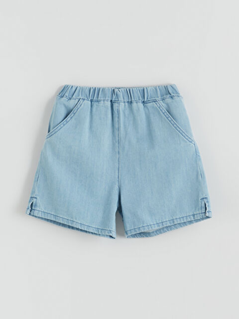 LCW Kids Beli Lastikli Kız Çocuk Jean Şort - S5SC32Z1-LR1