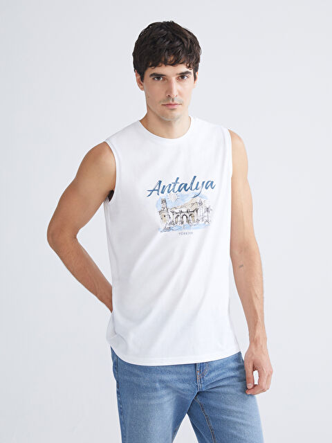 LCWAIKIKI Classic Bisiklet Yaka Baskılı Penye Erkek Kolsuz Tişört - S5SC59Z8-R9J