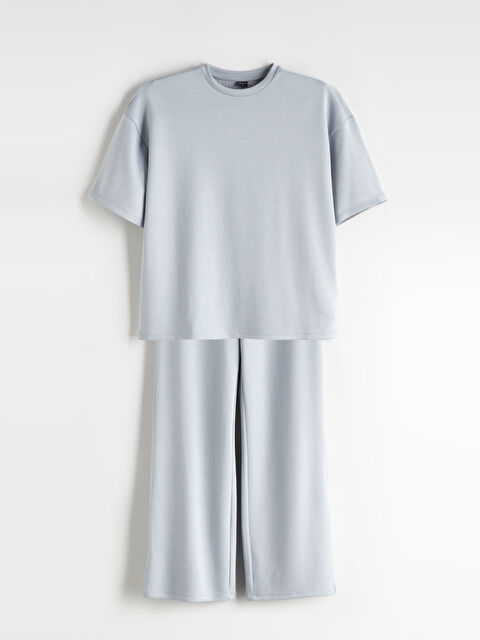 LCW Kids Bisiklet Yaka Kız Çocuk Tişört ve Pantolon - S5SC90Z4-G0Z