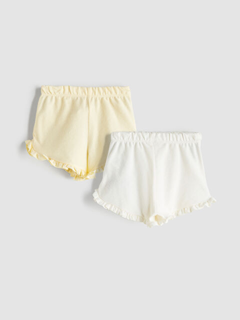 LCW baby Beli Lastikli Fırfırlı Kız Bebek Şort 2'li - S5SD32Z1-YMR