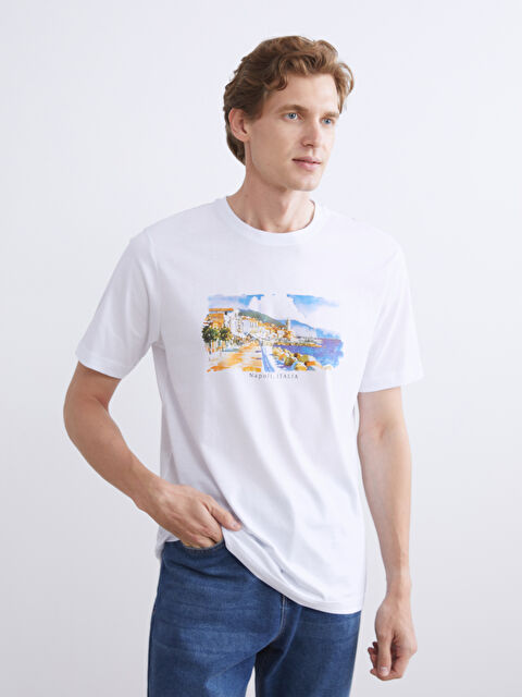 LCWAIKIKI Classic Bisiklet Yaka Baskılı Penye Erkek Tişört - S5SD34Z8-Q6K