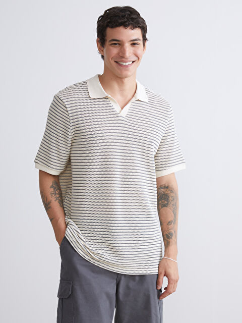 XSIDE Polo Yaka Çizgili Erkek Tişört - S5SF42Z8-LFT