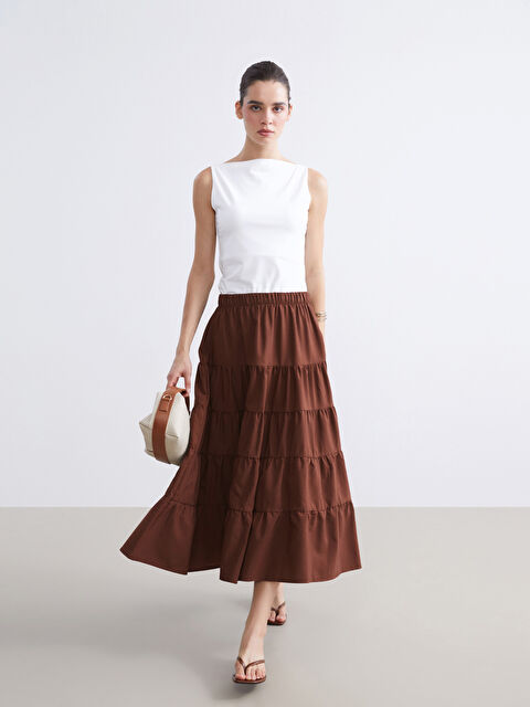 Natuvera Beli Lastikli Katkat Poplin Etek - S5SF54Z8-ZZ0