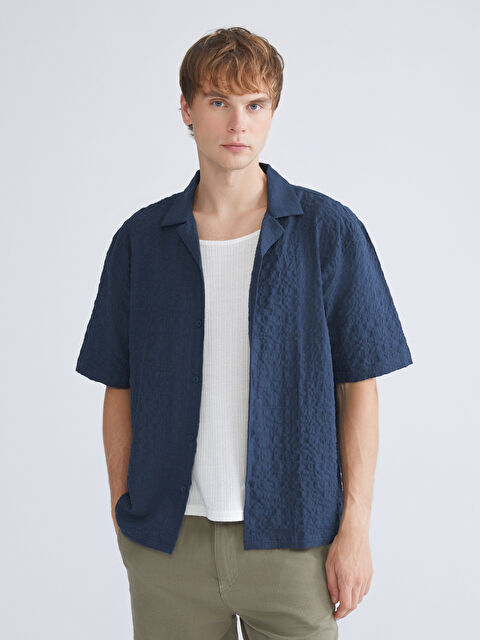 XSIDE Rahat Kalıp Resort Yaka Kısa Kollu Erkek Gömlek - S5SG05Z8-J2Y