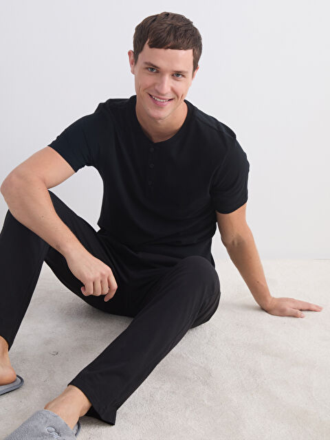 LC WAIKIKI Bisiklet Yaka Kısa Kollu Erkek Pijama Üst - S5SH14Z8-CVL