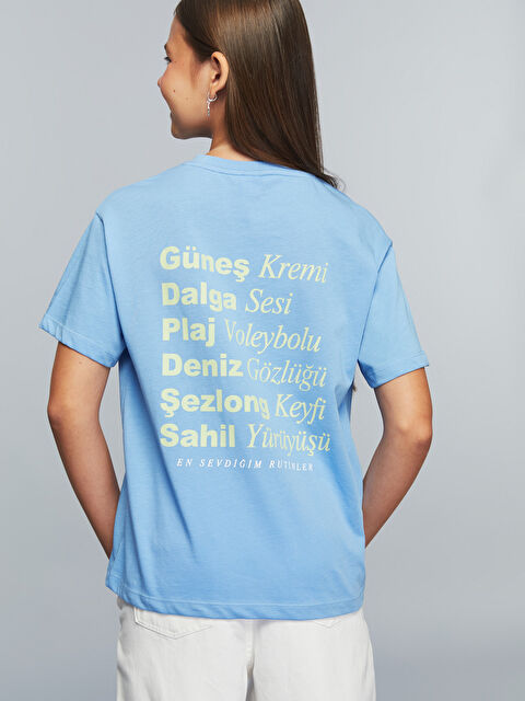 LCW Kids Bisiklet Yaka Slogan Baskılı Kız Çocuk Tişört - S5SI40Z4-GJL