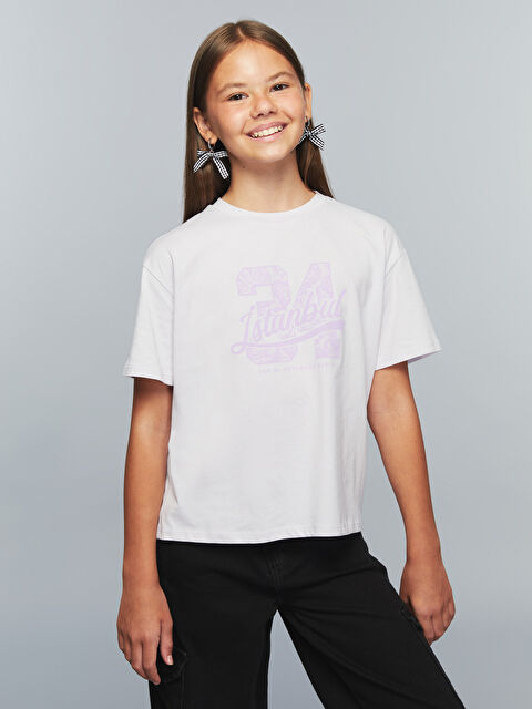 LCW Kids Crew Neck Istanbul Printed Girls' T-Shirt - S5SI41Z4-UL1