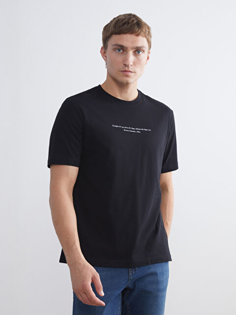 LCWAIKIKI Classic Bisiklet Yaka Baskılı Penye Erkek Tişört - S5SI67Z8-CVL