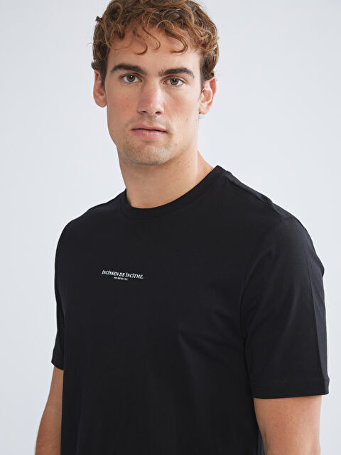 LCWAIKIKI Classic Bisiklet Yaka Baskılı Penye Erkek Tişört - S5SI69Z8-CVL