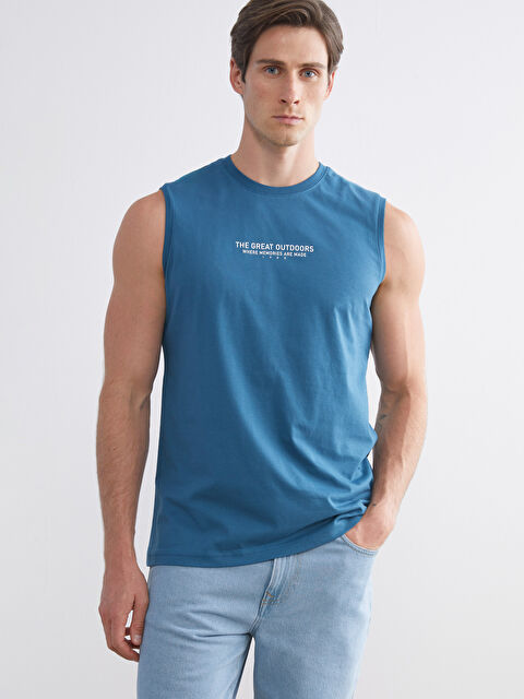 LCWAIKIKI Classic Bisiklet Yaka Baskılı Erkek Kolsuz Tişört - S5SI91Z8-HMV