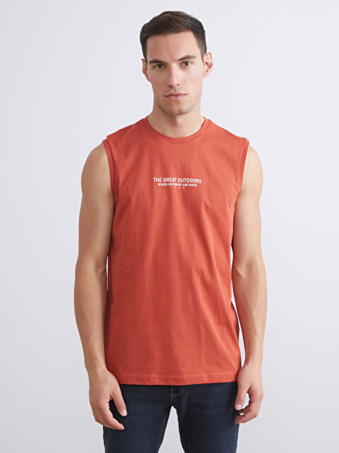 LCWAIKIKI Classic Bisiklet Yaka Baskılı Erkek Kolsuz Tişört - S5SI91Z8-SNB