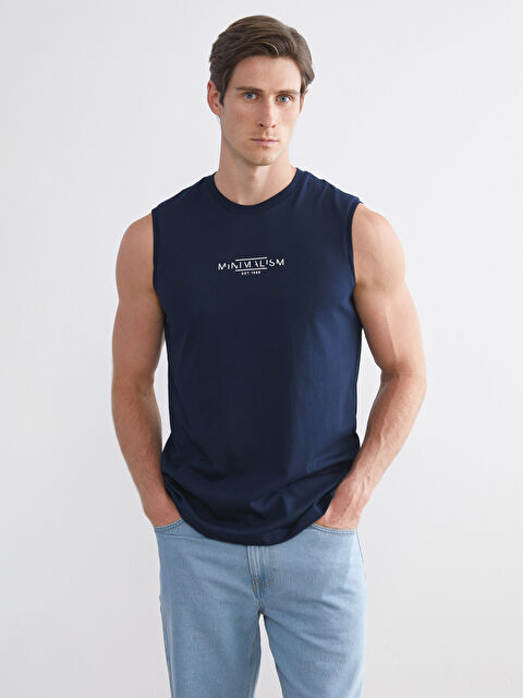 LCWAIKIKI Classic Bisiklet Yaka Baskılı Penye Erkek Kolsuz Tişört - S5SI92Z8-DWP