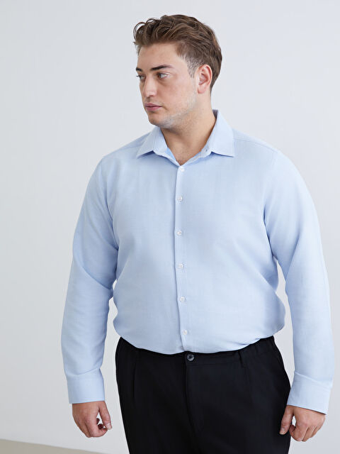 LCW BUSINESS Slim Fit Uzun Kollu Armürlü Erkek Gömlek