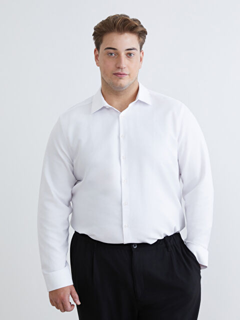 LCW BUSINESS Slim Fit Uzun Kollu Armürlü Erkek Gömlek