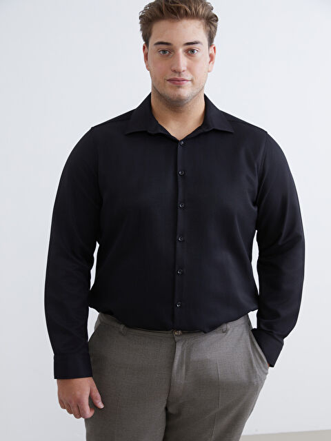 LCWAIKIKI Classic Slim Fit Uzun Kollu Armürlü Erkek Gömlek - W50804Z8-RQL