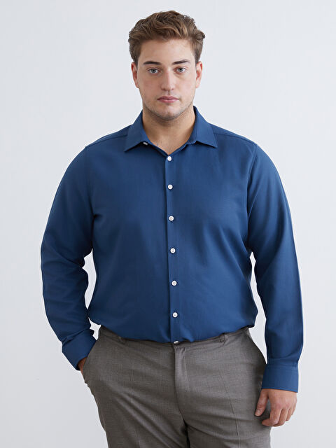 LCW BUSINESS Slim Fit Uzun Kollu Armürlü Erkek Gömlek - W50804Z8-VCP