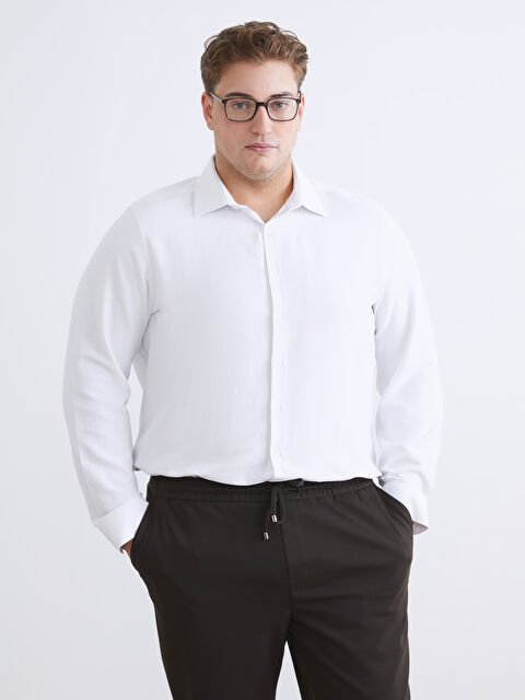 LCW BUSINESS Büyük Beden Slim Fit Uzun Kollu Oxford Erkek Gömlek - W50806Z8-Q6K