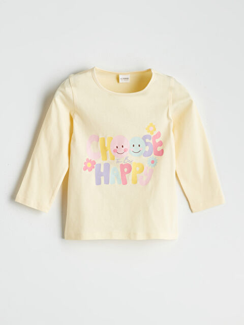 LCW Kids Bisiklet Yaka Baskılı Kız Çocuk Pijama Üst - W50869Z1-FDS