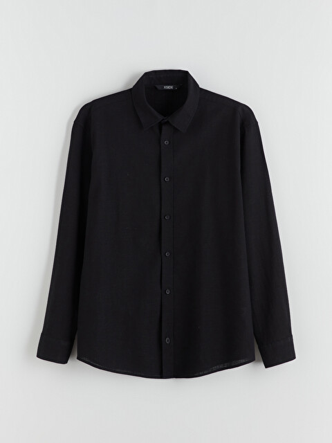 XSIDE Regular Fit Long Sleeve Linen-Look Men's Shirt - W50887Z8