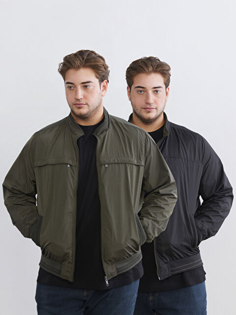 LCWAIKIKI Classic Büyük Beden Çift Taraflı Dik Yaka Erkek Mont - W51200Z8-K75