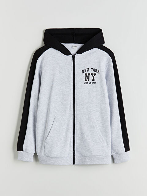 LCW Kids Kapüşonlu Erkek Çocuk Fermuarlı Sweatshirt - W51461Z4-LAK