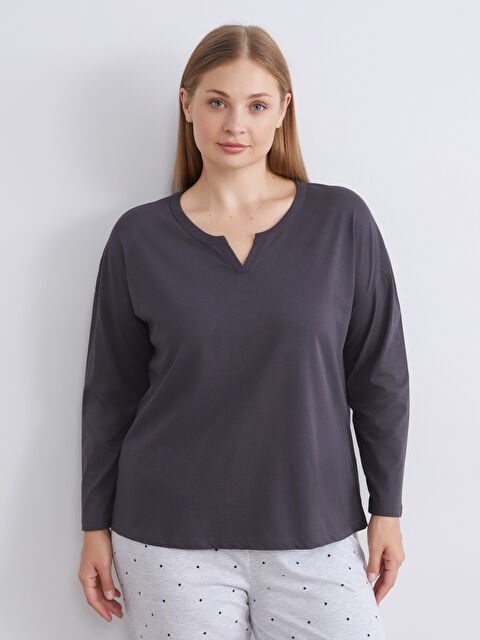 LCW DREAM Kaçık Yaka Kadın Pijama Üstü - W51719Z8-LY9